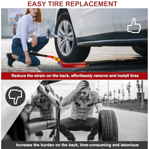 Portable Tire Lifting Jack Tool with Roller Plate