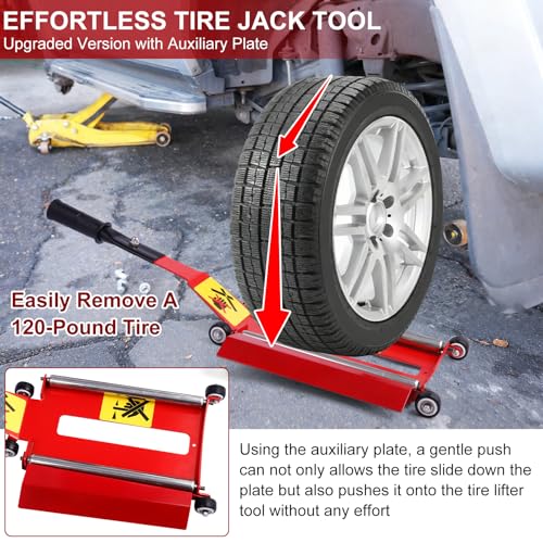 Portable Tire Lifting Jack Tool with Roller Plate