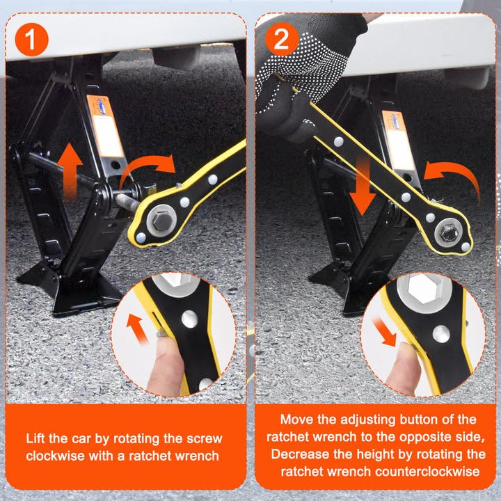 Scissor Car Jack Tire Changing Kit with Lug Wrench - Emergency Kit for Car, SUV, MPV