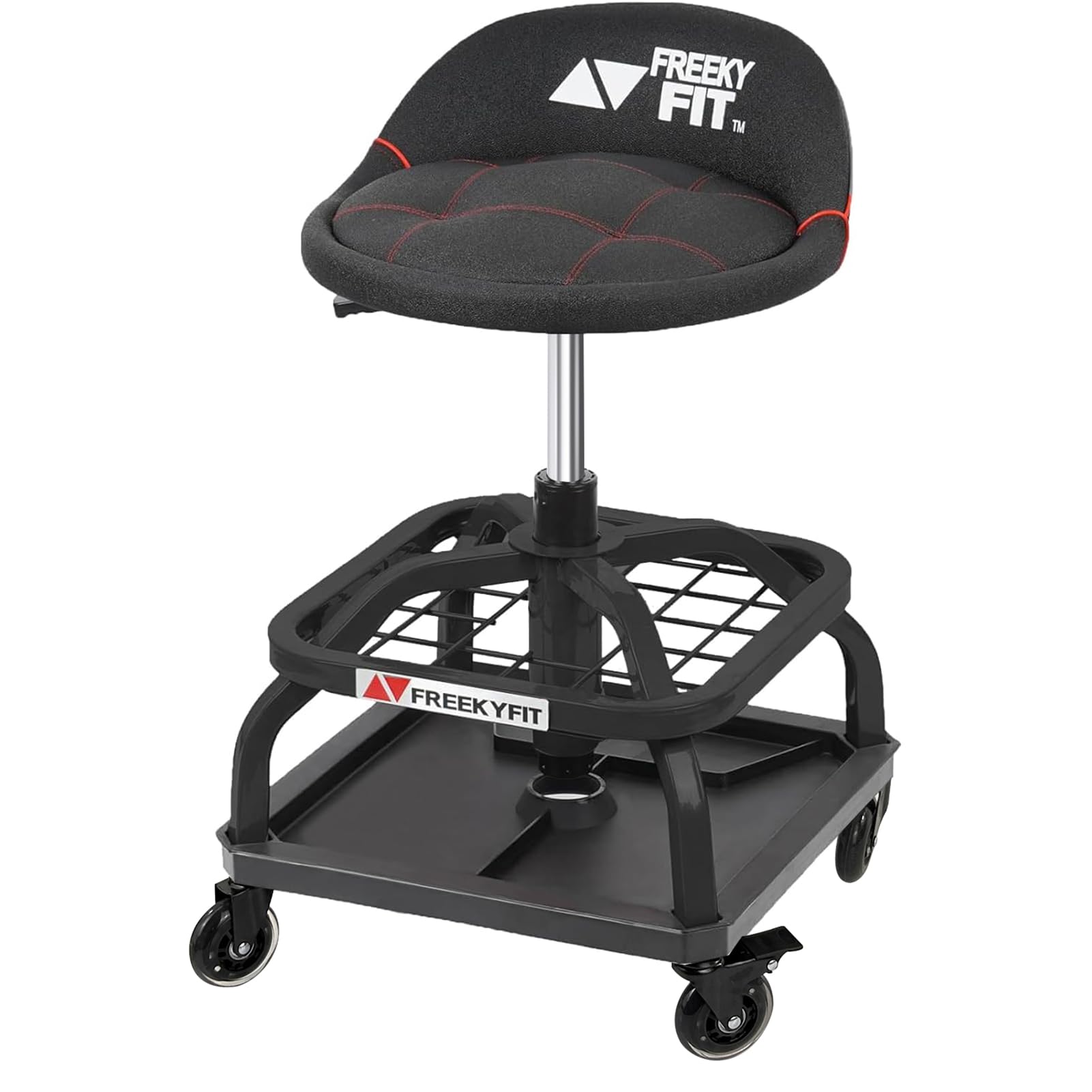 Rolling Mechanic Shop Stool with Backrest