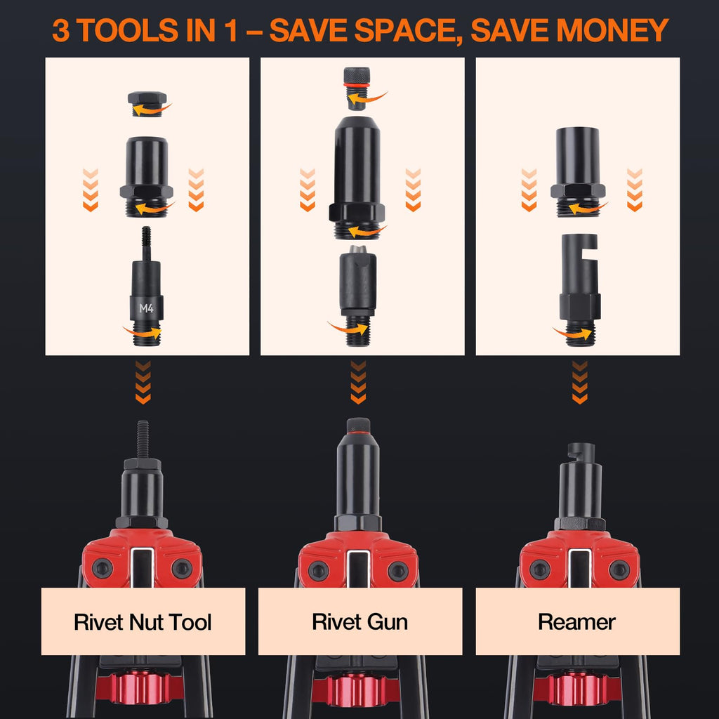 3-in-1 Rivet Nut Tool Kit (Rivet Gun Set)