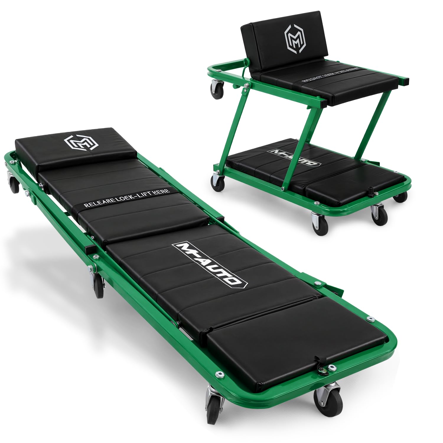 2-in-1 Foldable Z Creeper & Rolling Garage Seat