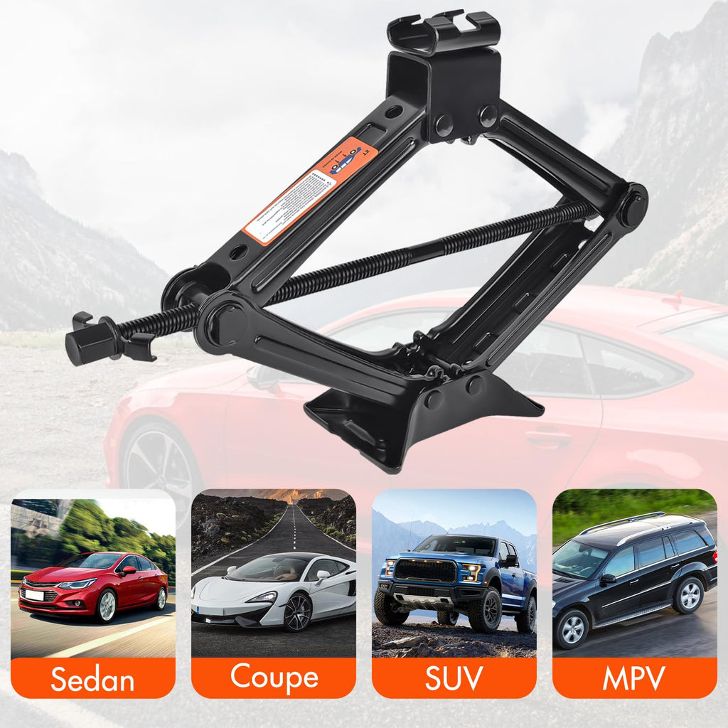 2-Ton Scissor Car Jack Kit with Lug Wrench