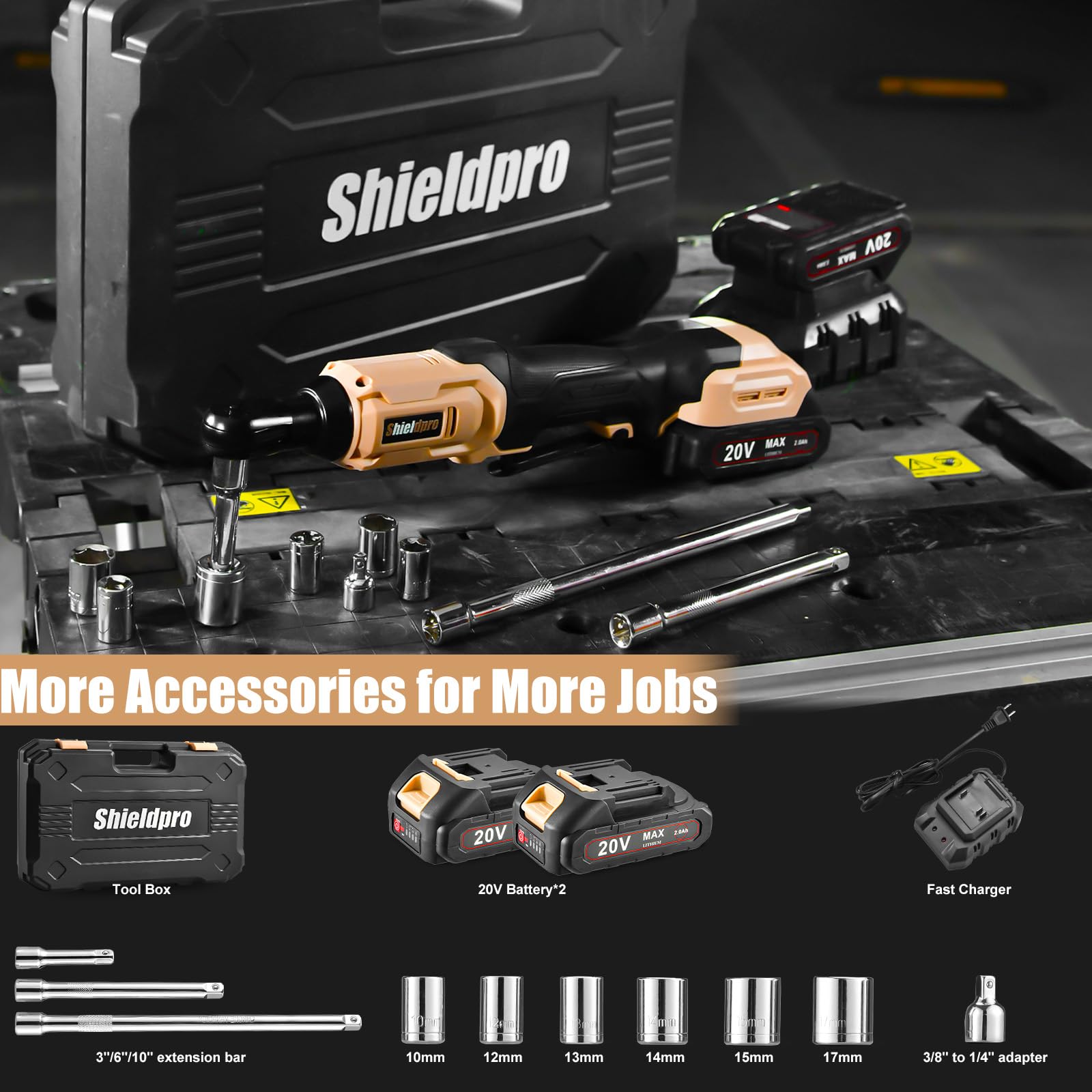 ShieldPro LD7339 Ratchet Wrench Set Yellow and Green