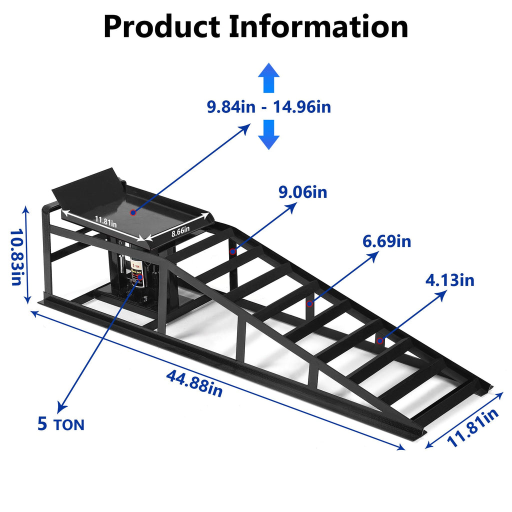 2PCS 5T Hydraulic Car Ramps (11060lbs)