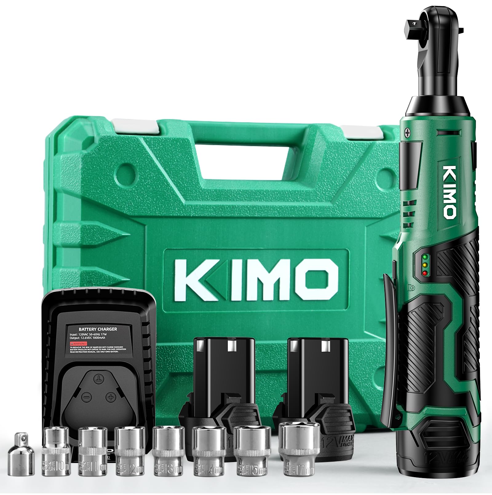 KIMO 12V Cordless Electric Ratchet Wrench Set, Cordless Ratchet Wrench