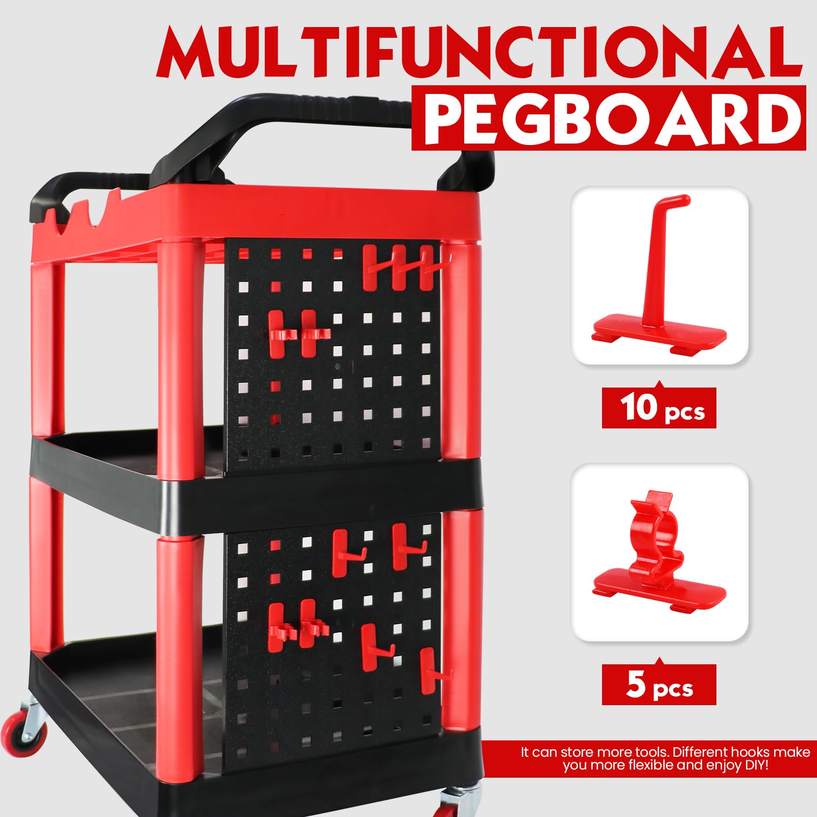 3-Tier Auto Detailing Cart with Wheels