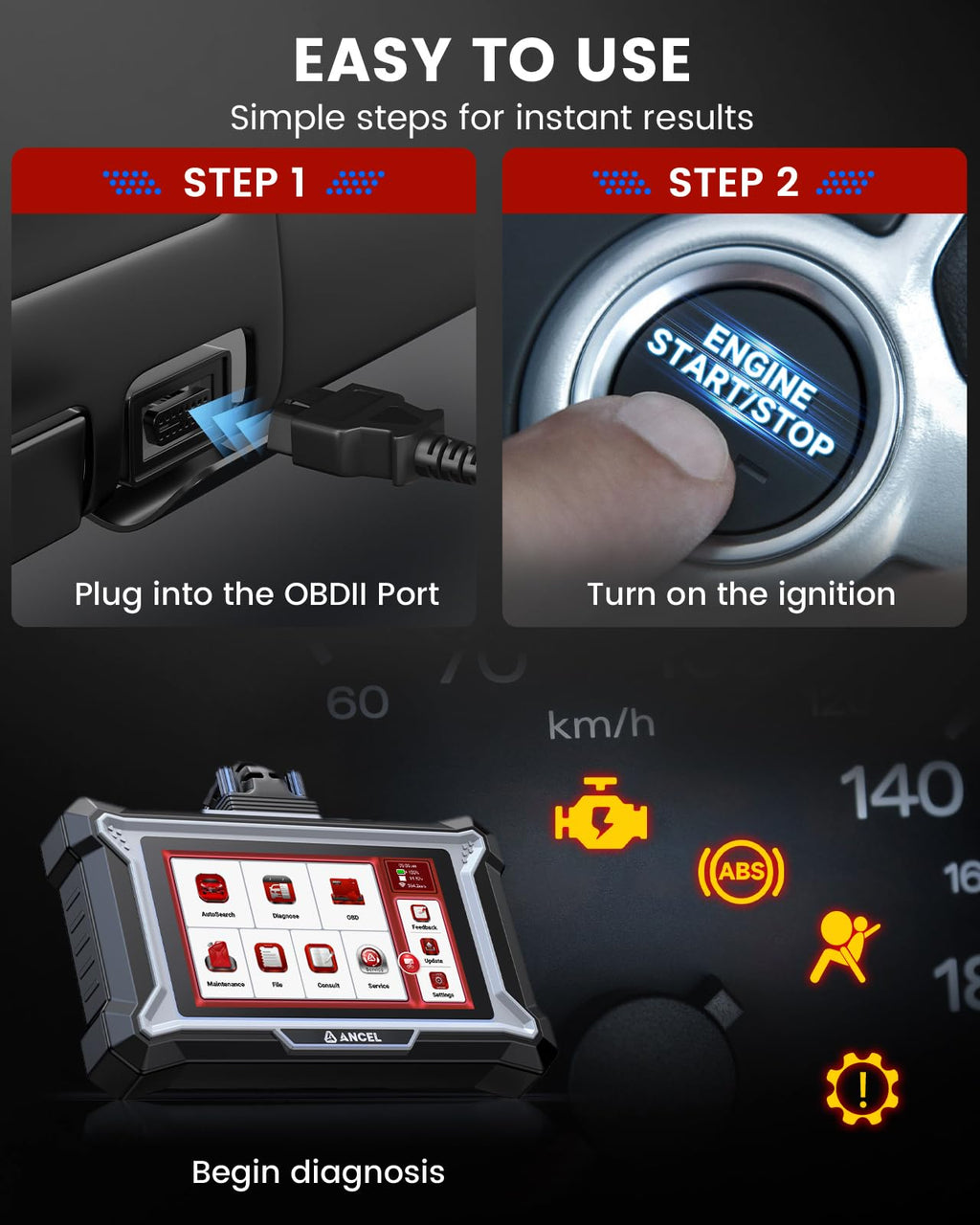 All Systems OBD2 Diagnostic Scanner (ABS/SRS)