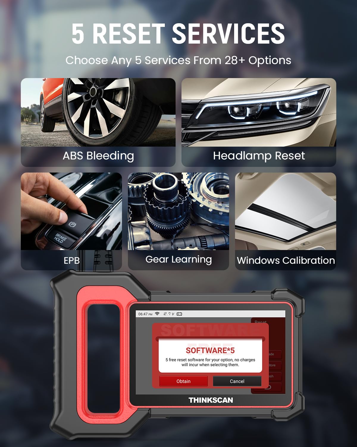 Multi-System OBD2 Scanner with 5 Special Services