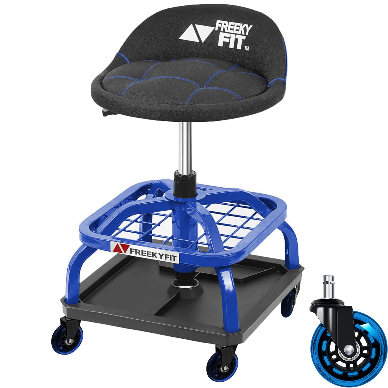 Rolling Mechanic Shop Stool with Backrest