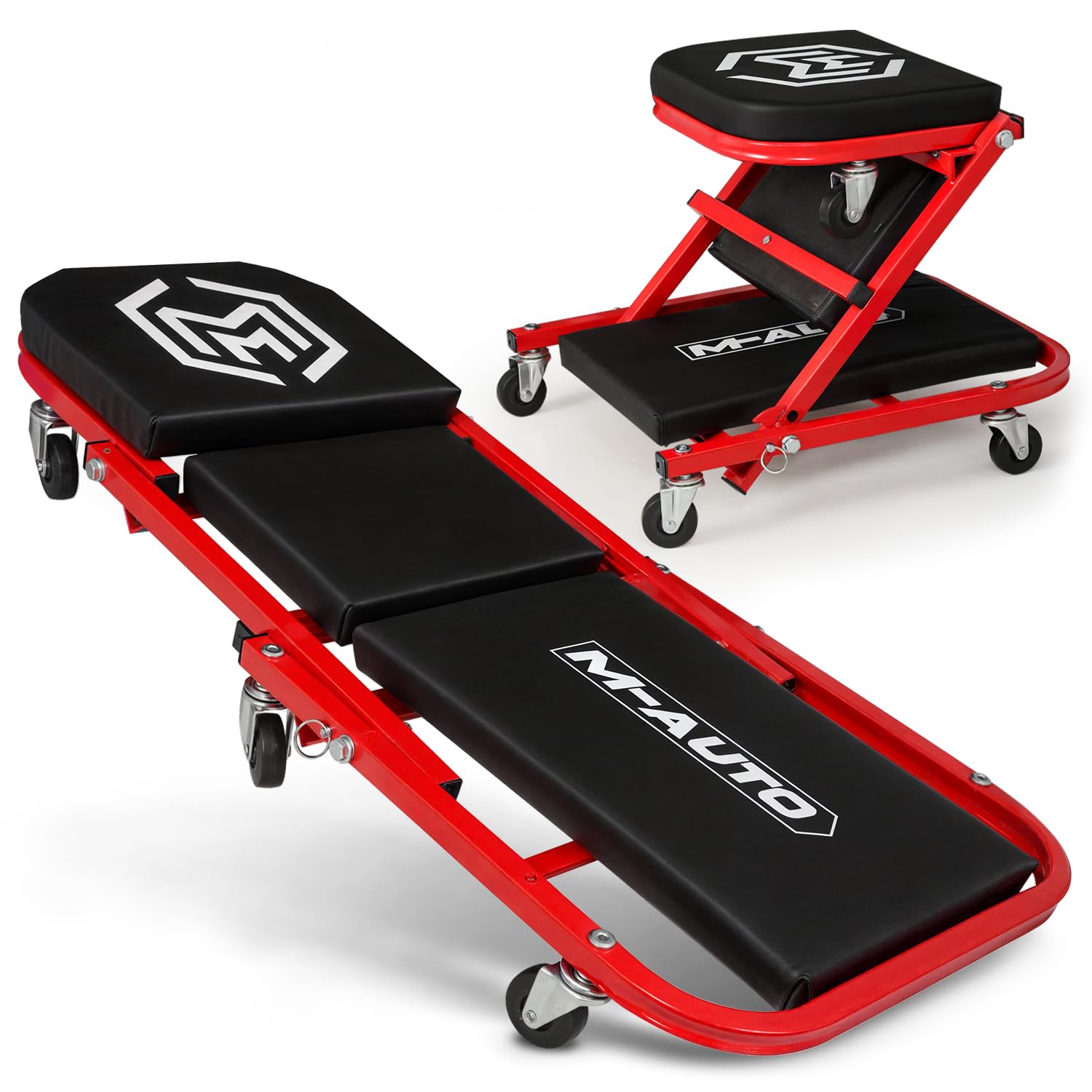 2-in-1 Foldable Z Creeper & Rolling Garage Seat