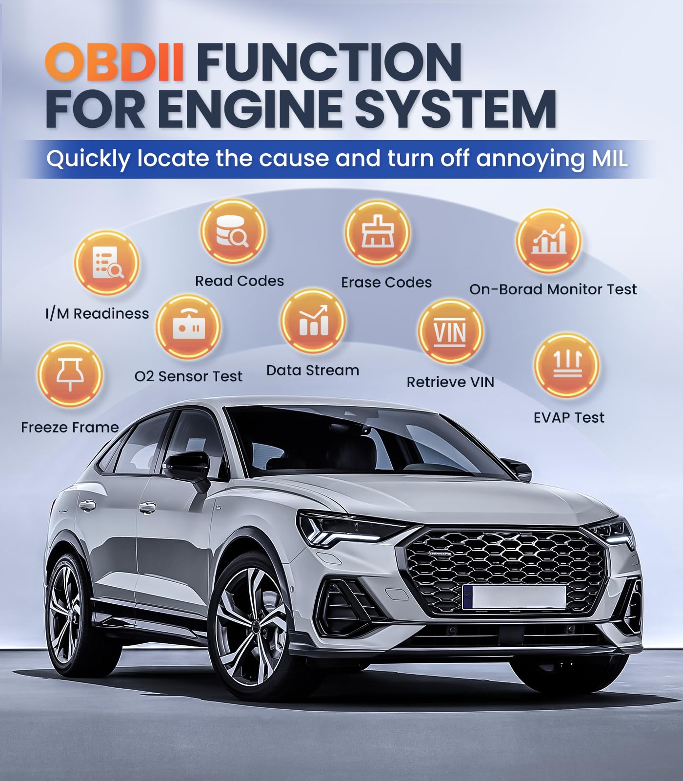 OBD2 Scanner with ABS/SRS & Battery Test