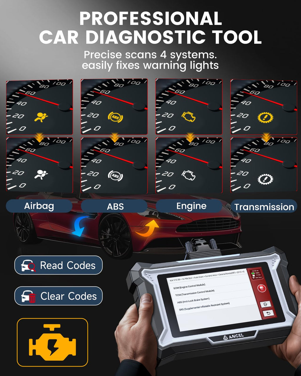 All Systems OBD2 Diagnostic Scanner (ABS/SRS)