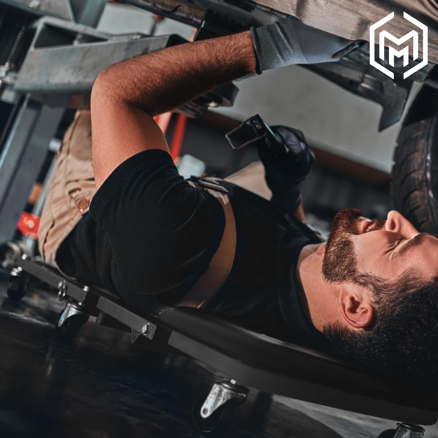 2-in-1 Foldable Z Creeper & Rolling Garage Seat