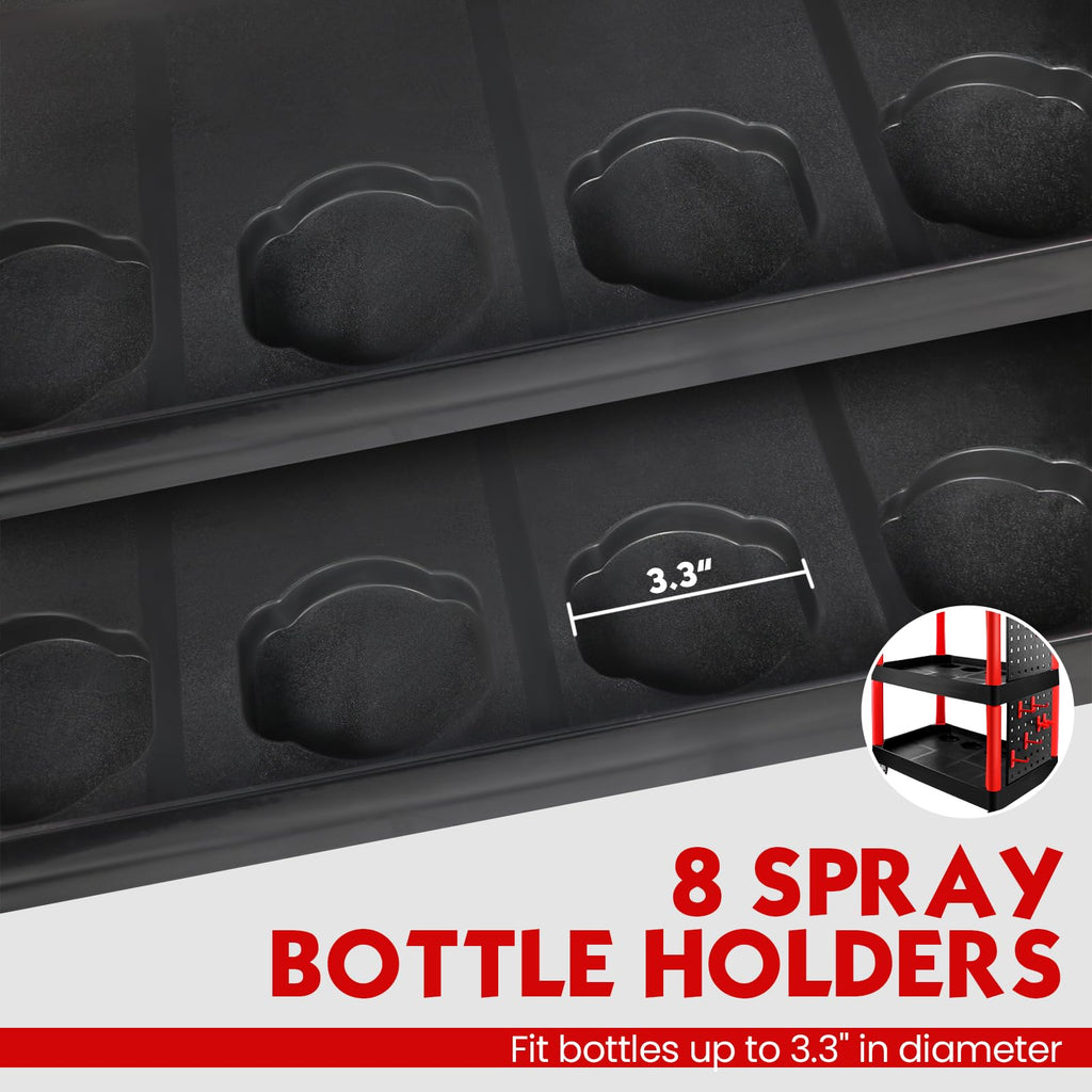 3-Tier Auto Detailing Cart with Wheels