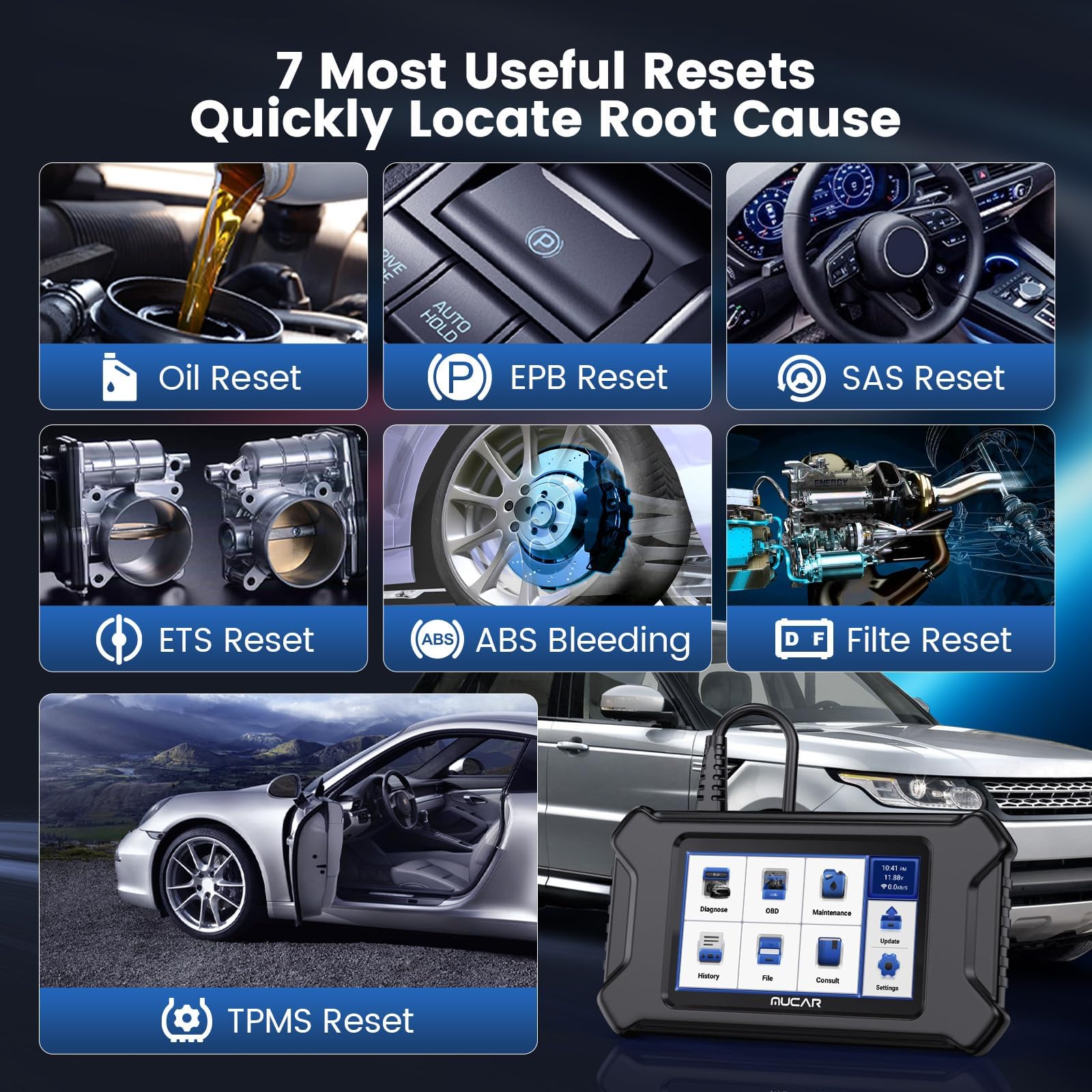 Multi-System OBD2 Scanner with 7 Reset Services