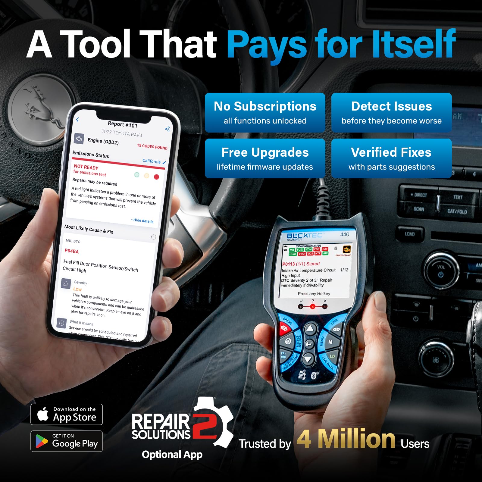 Bluetooth OBD2 Diagnostic Scanner with Live Data