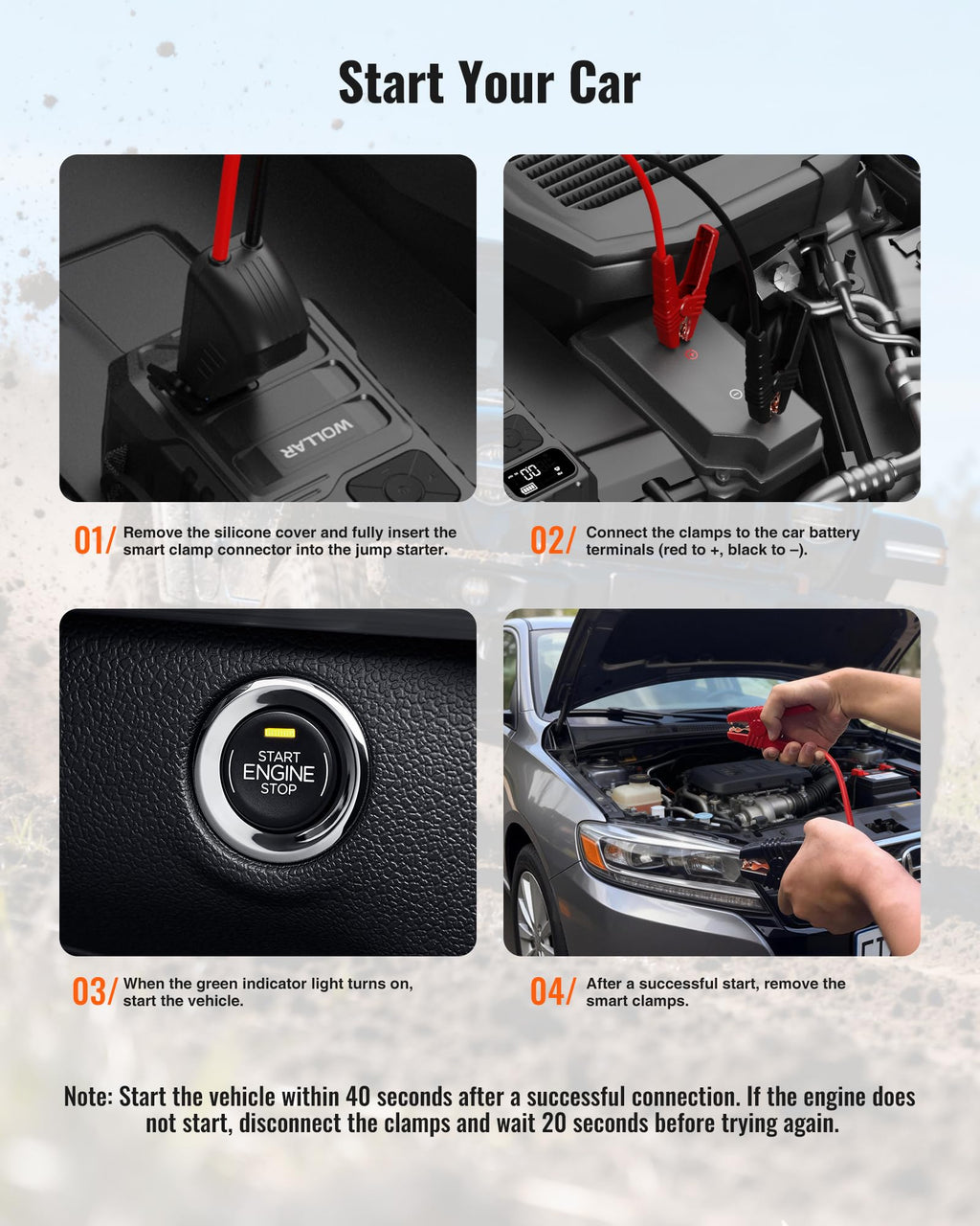 Jump Starter with Air Compressor - 160PSI Car Battery Jumper Starter Portable