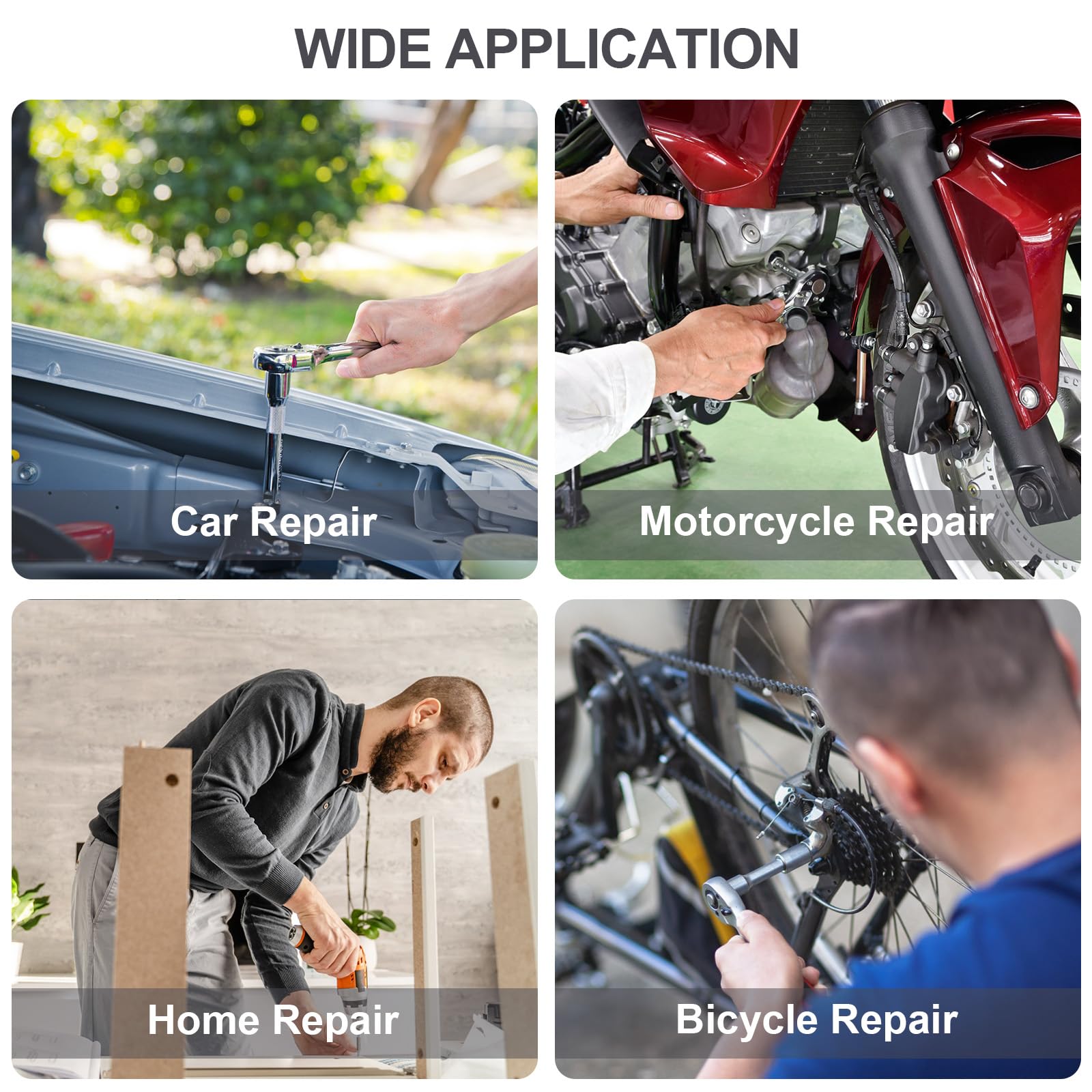 46PCS 1/4" Drive Socket Ratchet Wrench Set