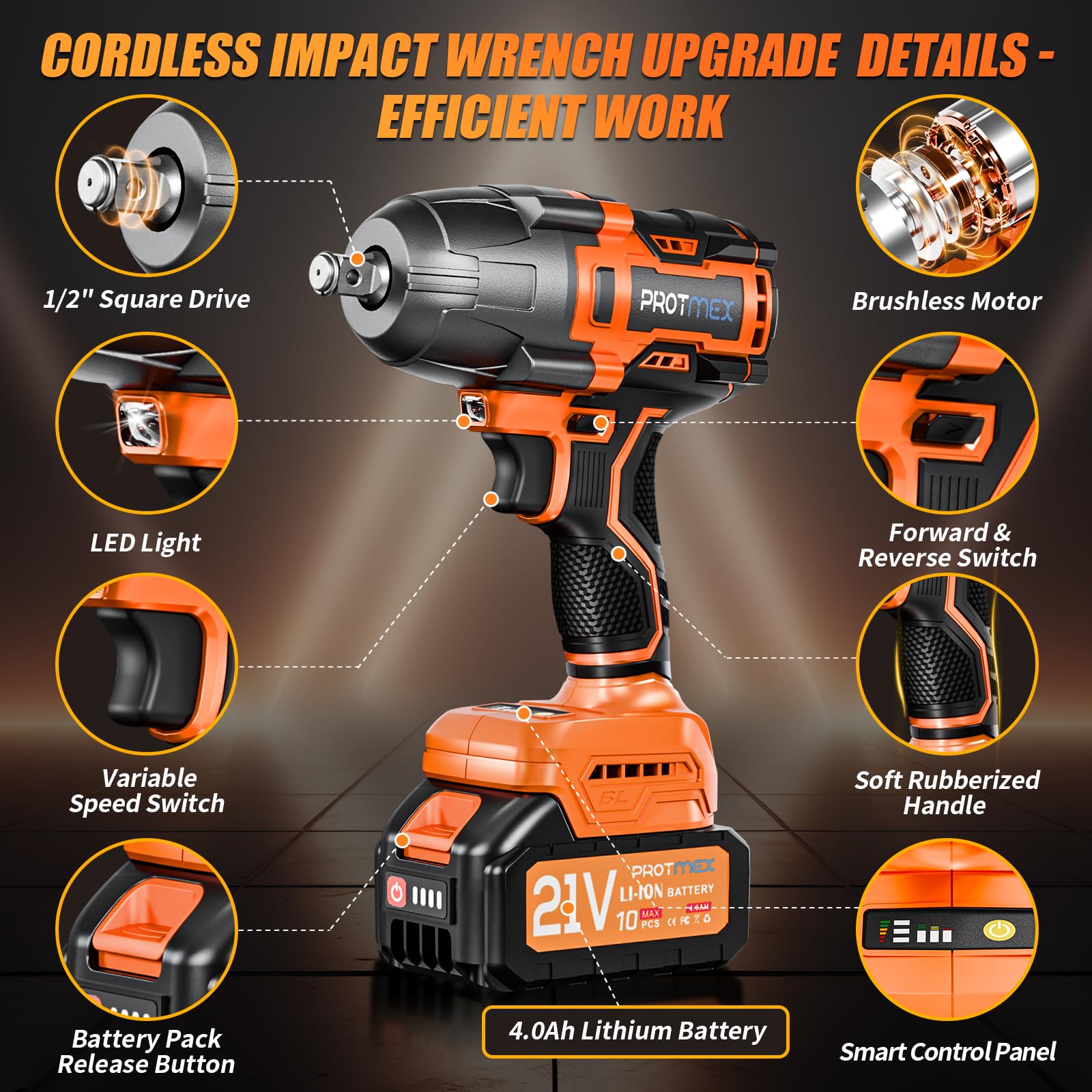 Cordless 1/2" Brushless Impact Wrench (1200N.m)