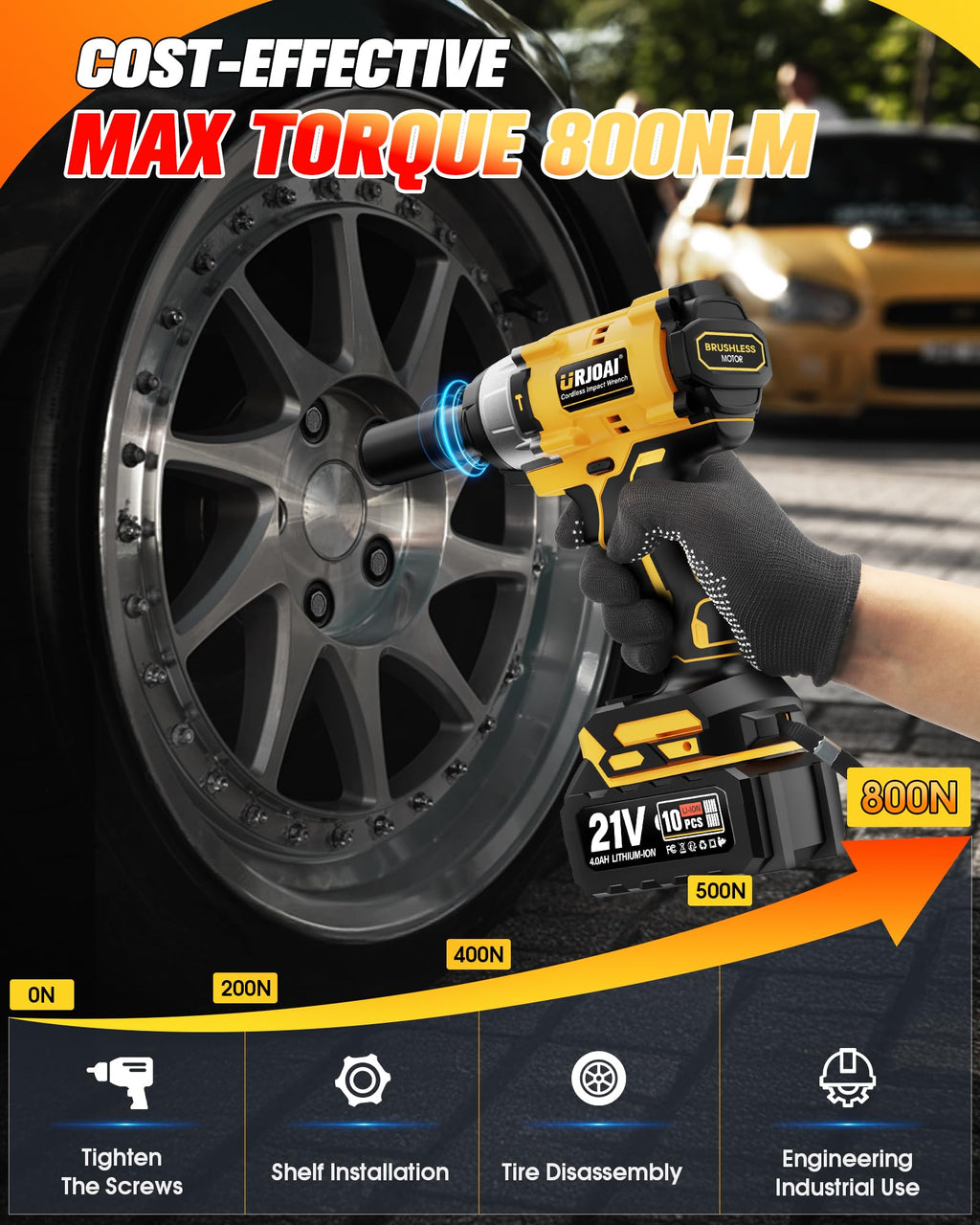 Cordless 1/2" Brushless Impact Wrench (800N.m)