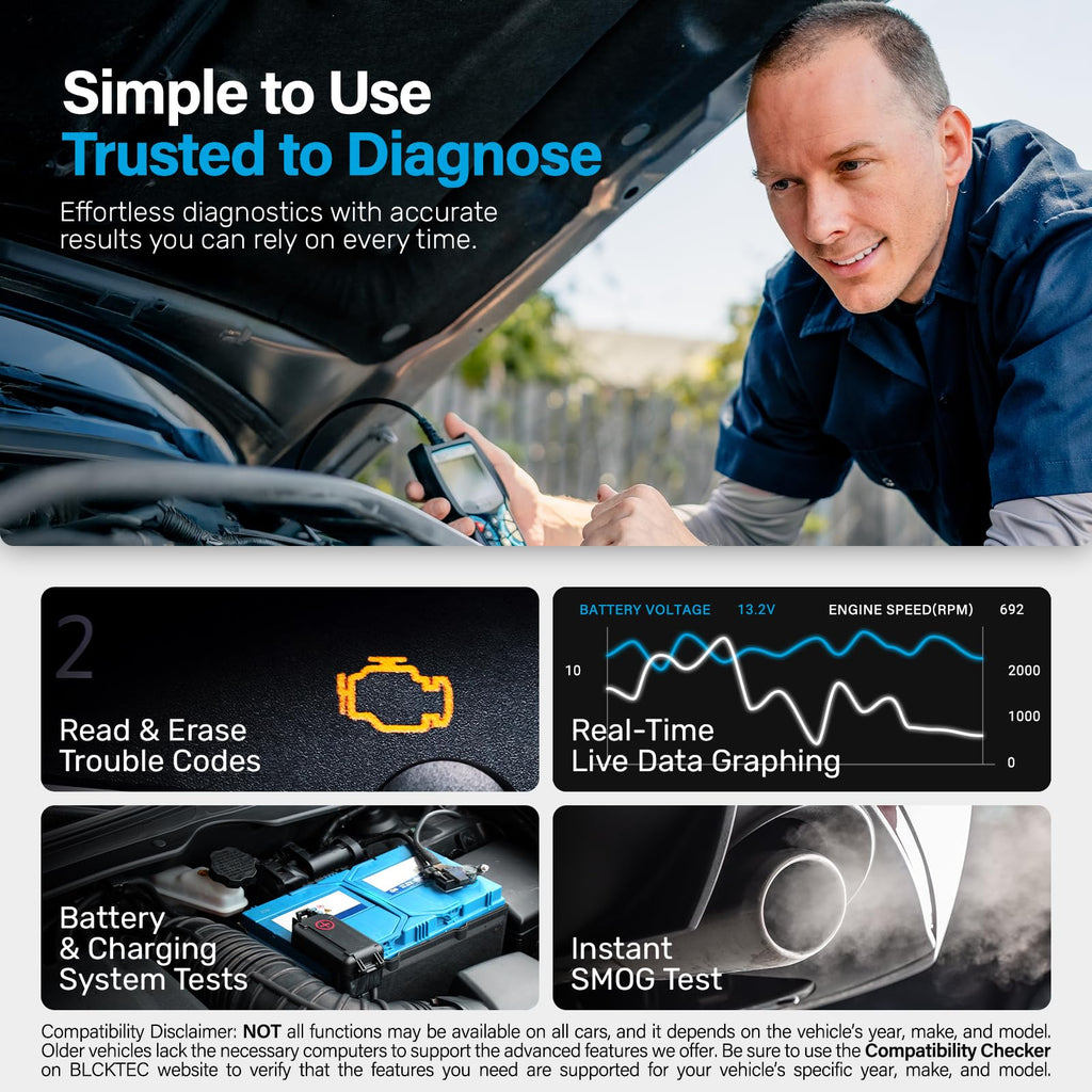 Bluetooth OBD2 Diagnostic Scanner with Live Data